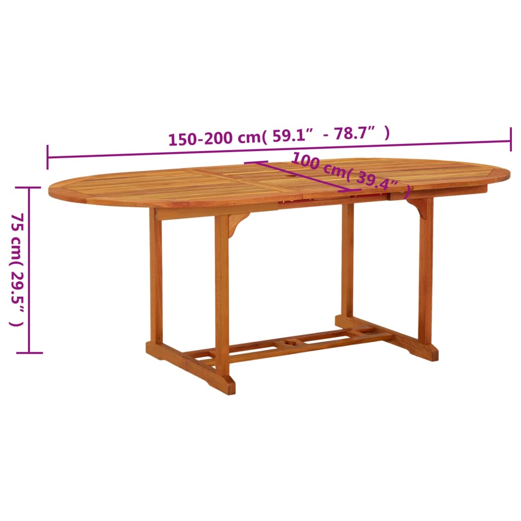 Hagebord 200x100x75 cm heltre eukalyptus