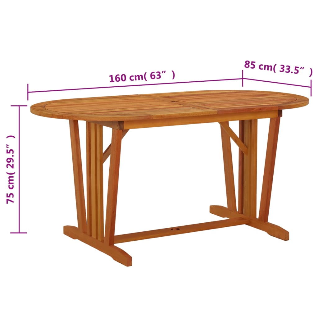 Hagebord 160x85x75 cm heltre eukalyptus