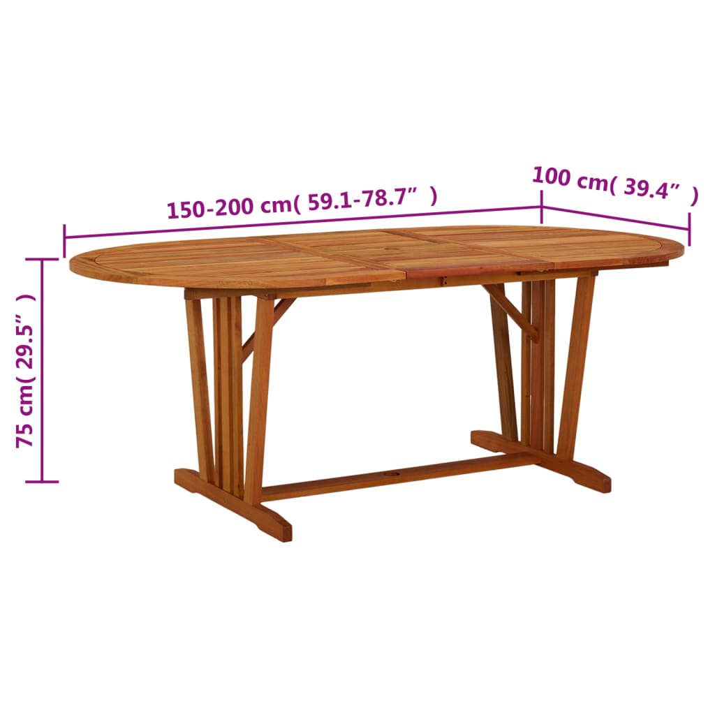 Hagebord 200x100x75 cm heltre eukalyptus