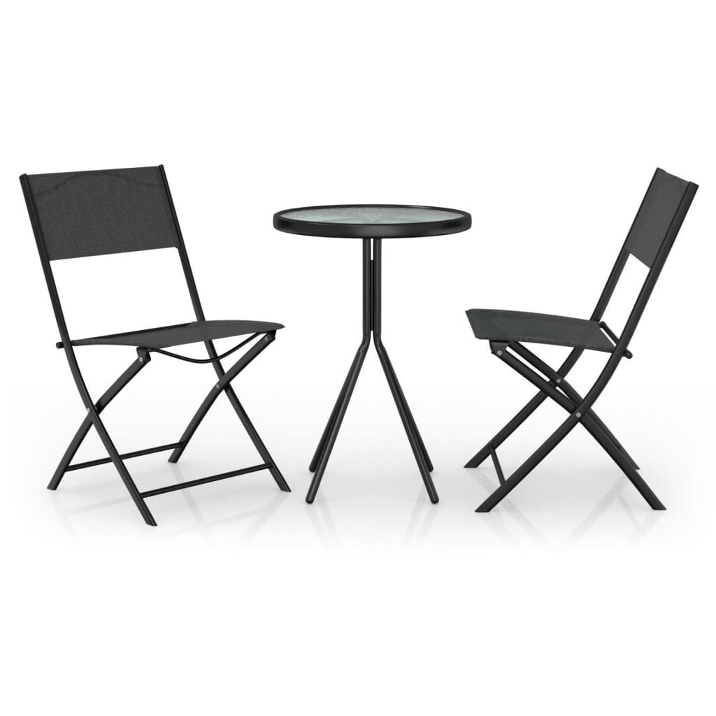 Bistrosett 3 deler stål svart