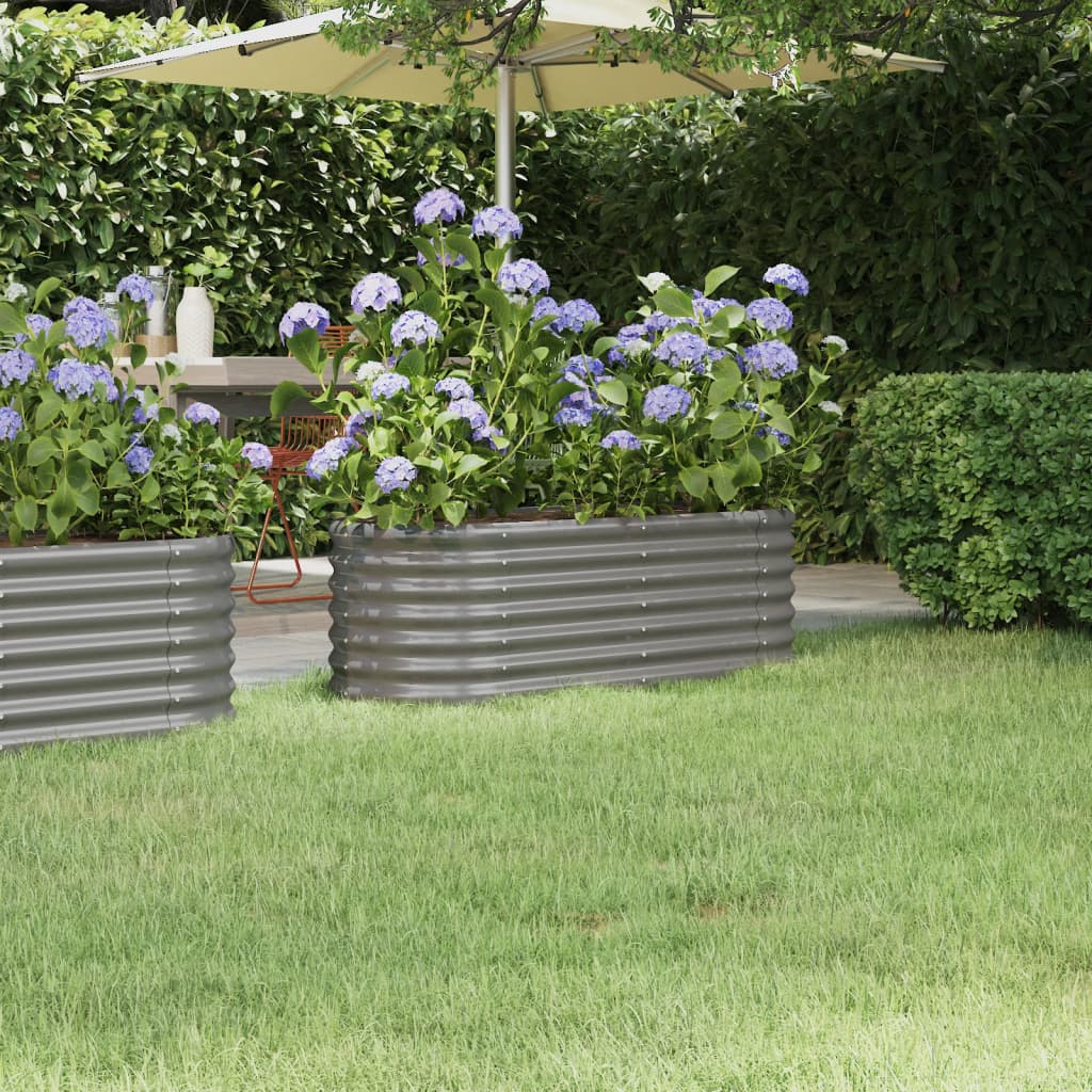 Høybed pulverlakkert stål 114x40x36 cm grå