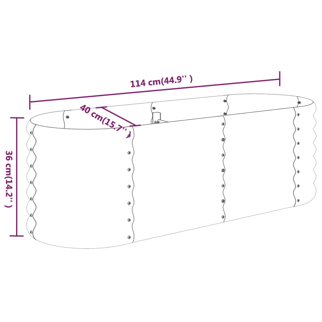Høybed pulverlakkert stål 114x40x36 cm brun