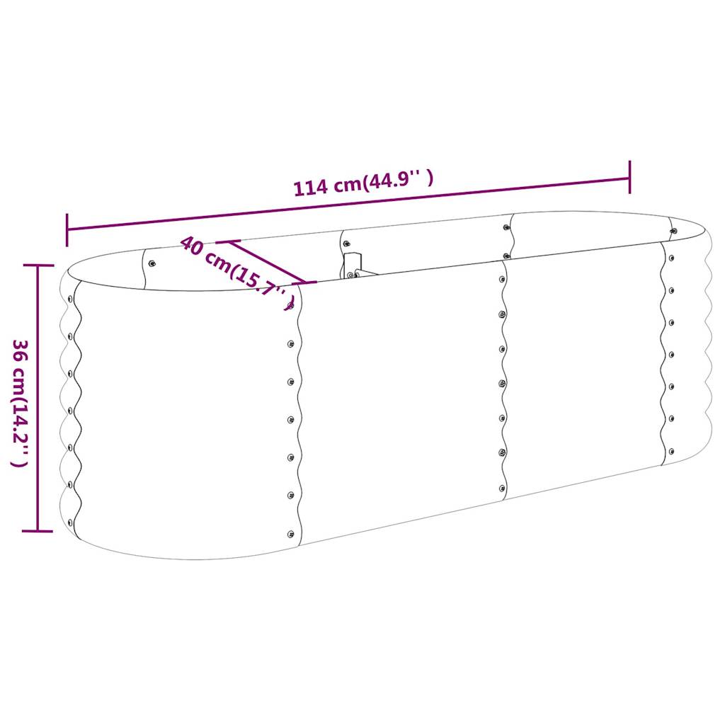 Høybed pulverlakkert stål 114x40x36 cm antrasitt