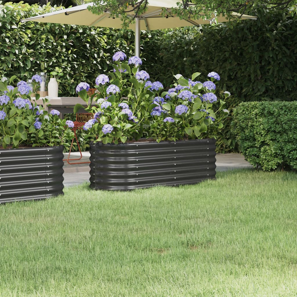Høybed pulverlakkert stål 114x40x36 cm antrasitt