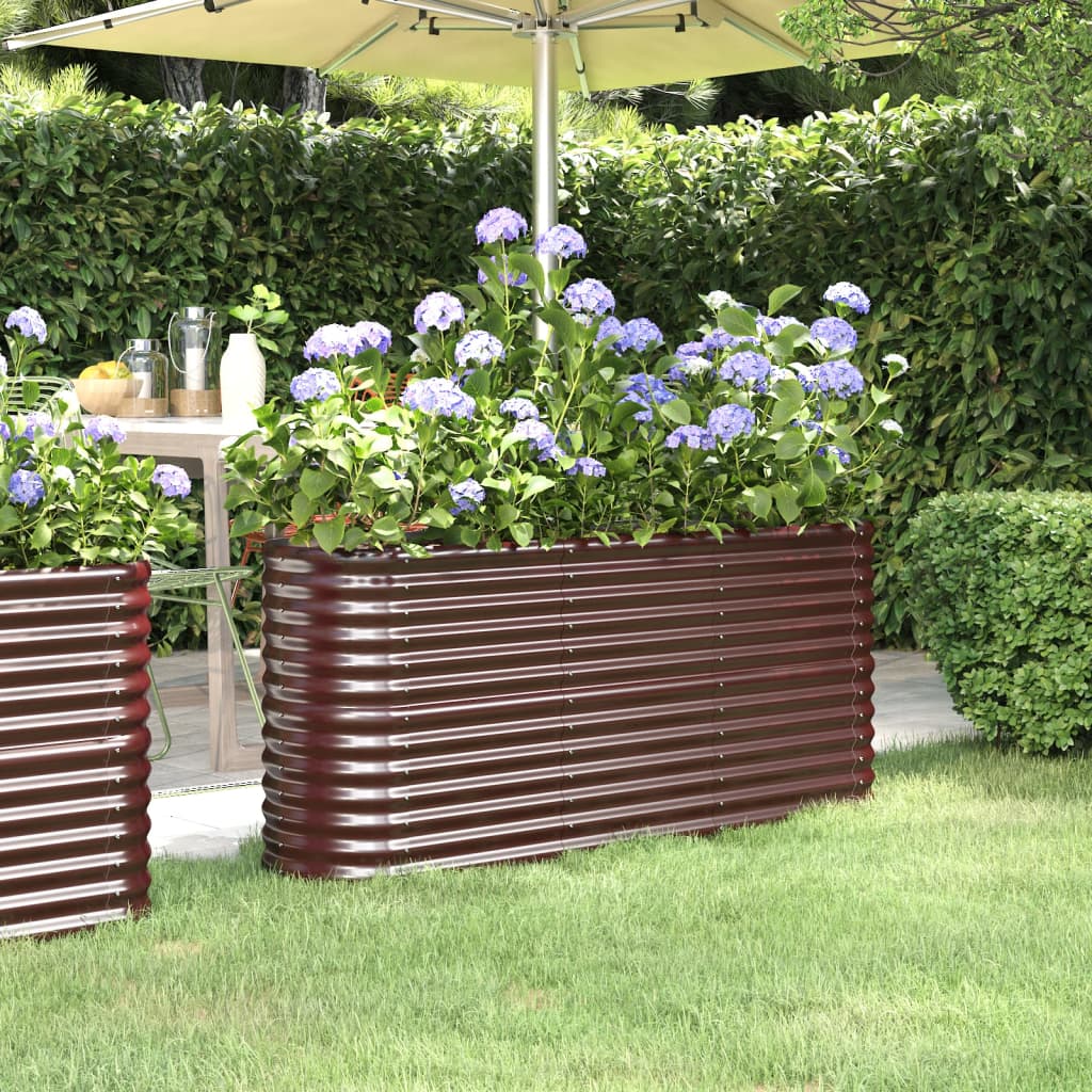 Høybed pulverlakkert stål 152x40x68 cm brun