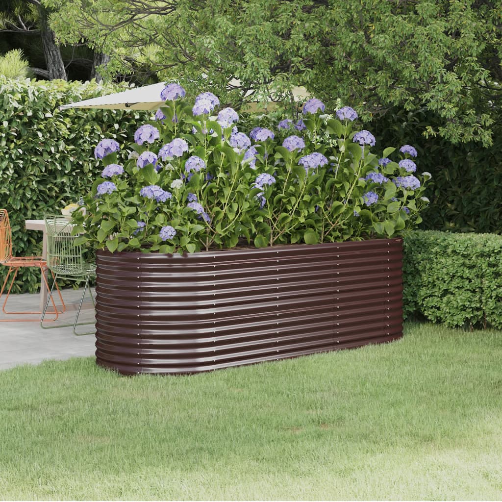 Høybed pulverlakkert stål 224x80x68 cm brun