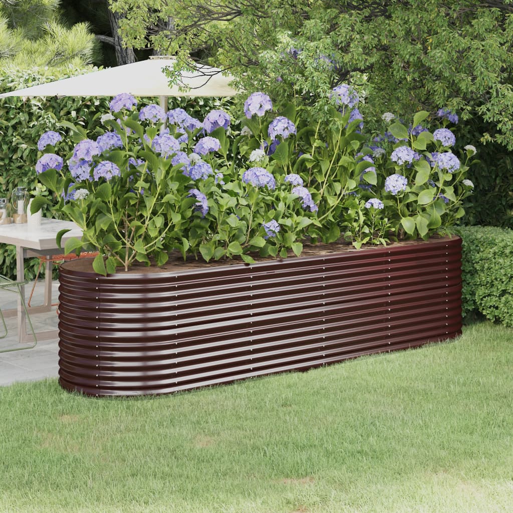 Høybed pulverlakkert stål 296x80x68 cm brun
