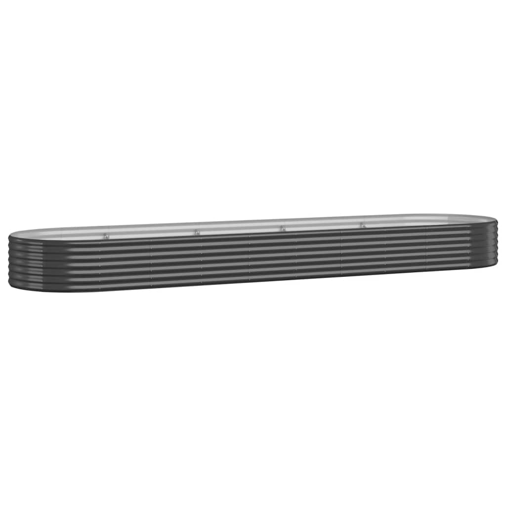 Høybed pulverlakkert stål 396x100x36 cm antrasitt