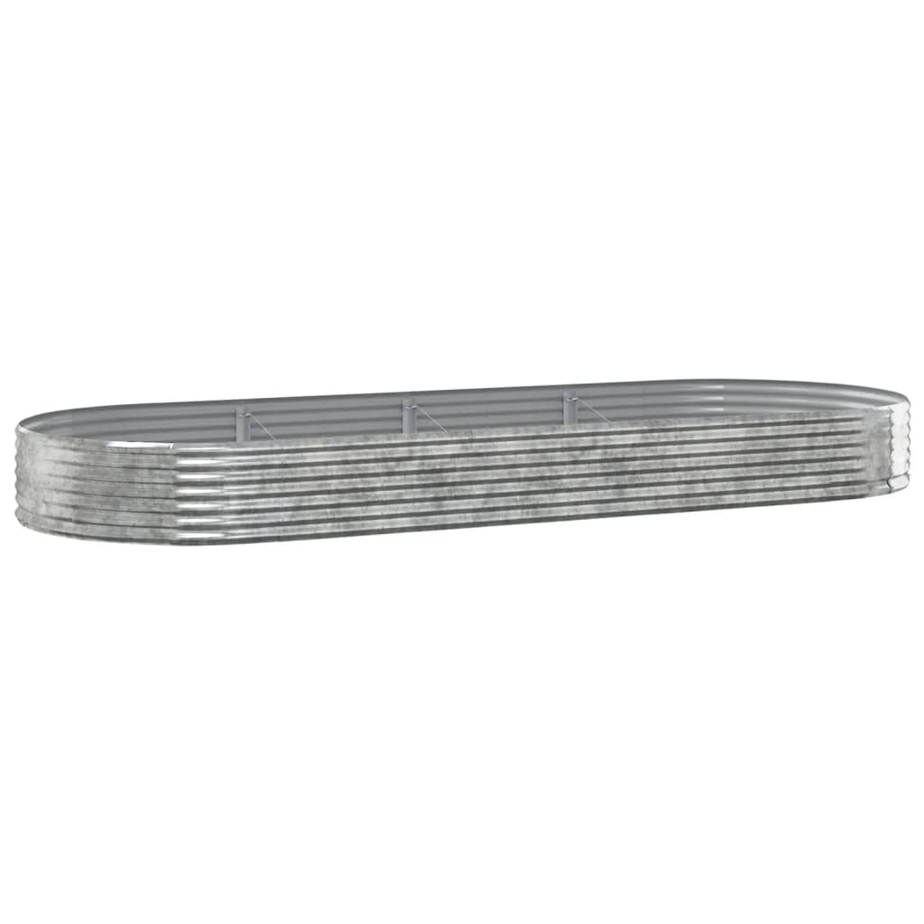 Høybed pulverlakkert stål 373x140x36 cm sølv