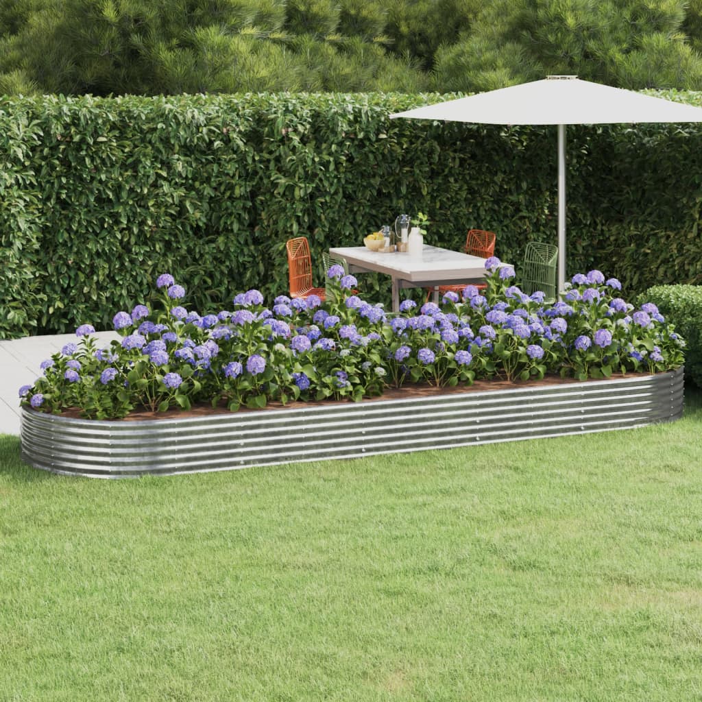 Høybed pulverlakkert stål 450x140x36 cm sølv