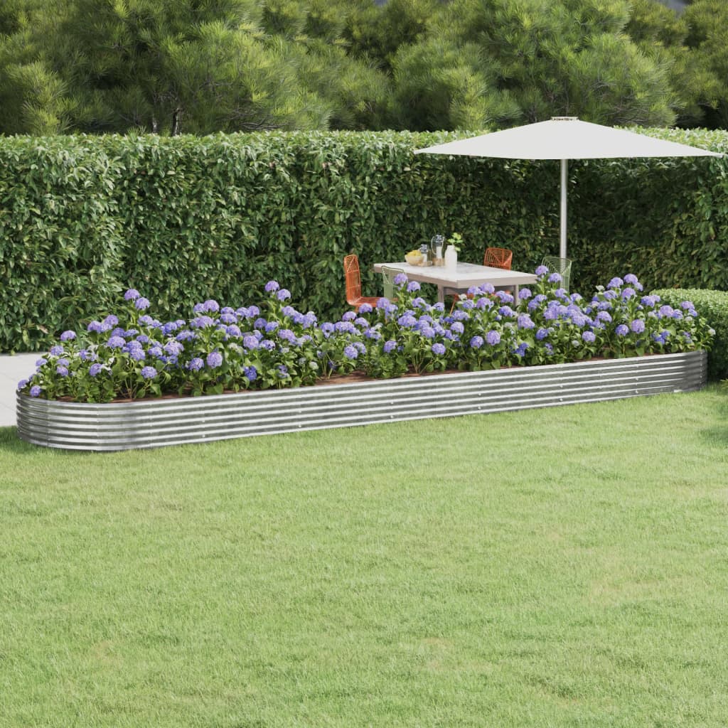 Høybed pulverlakkert stål 600x140x36 cm sølv