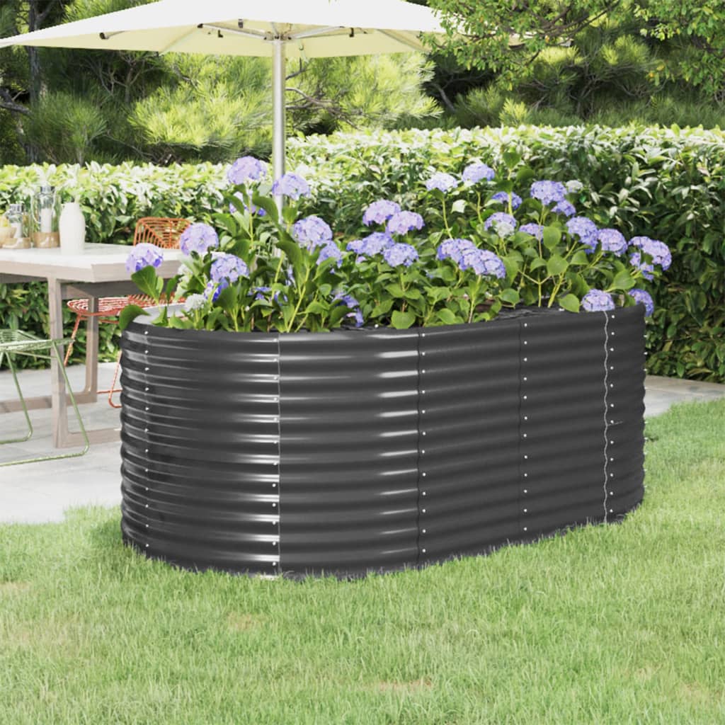 Høybed pulverlakkert stål 175x100x68 cm antrasitt