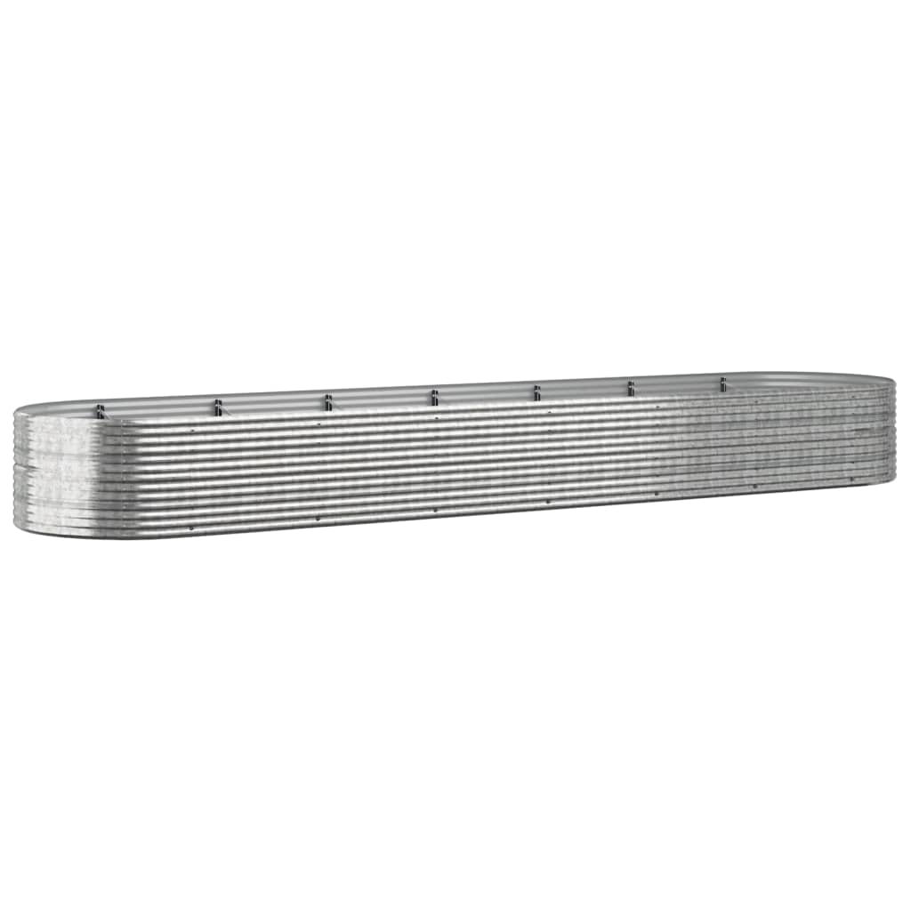 Høybed pulverlakkert stål 584x140x68 cm sølv
