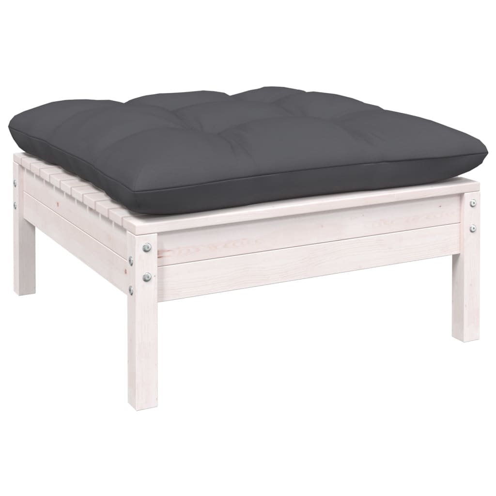 Hagesofagruppe med puter 6 deler hvit heltre furu