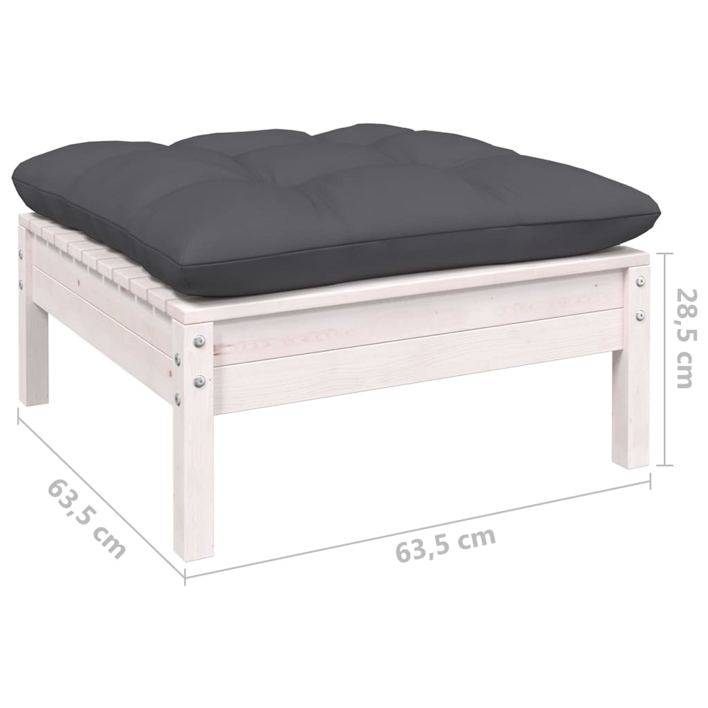 Hagesofagruppe med puter 6 deler hvit heltre furu