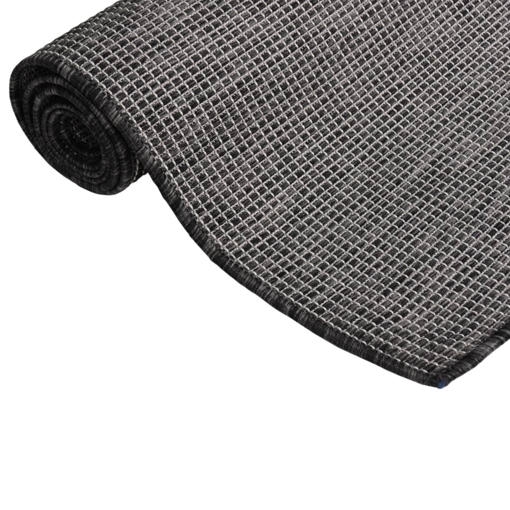 Utendørs flatvevd teppe 80x250 cm grå