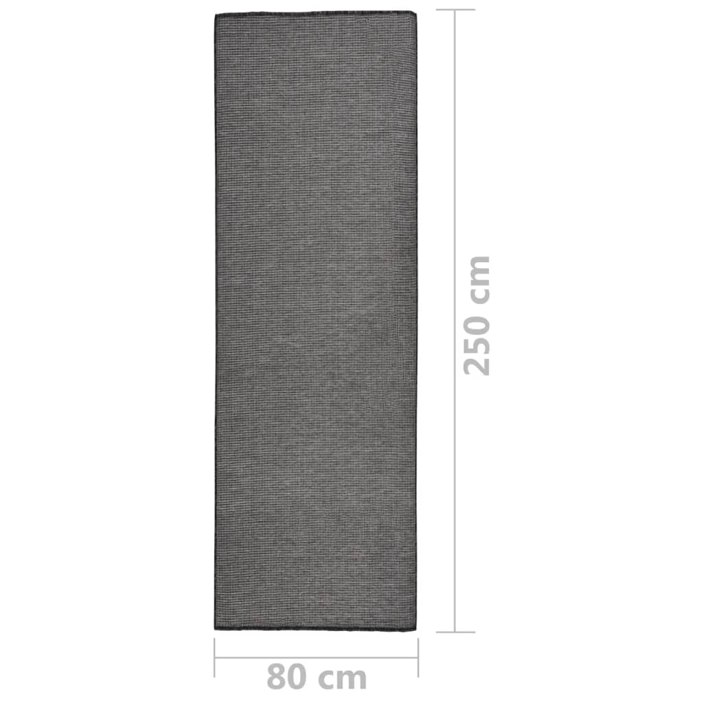 Utendørs flatvevd teppe 80x250 cm grå