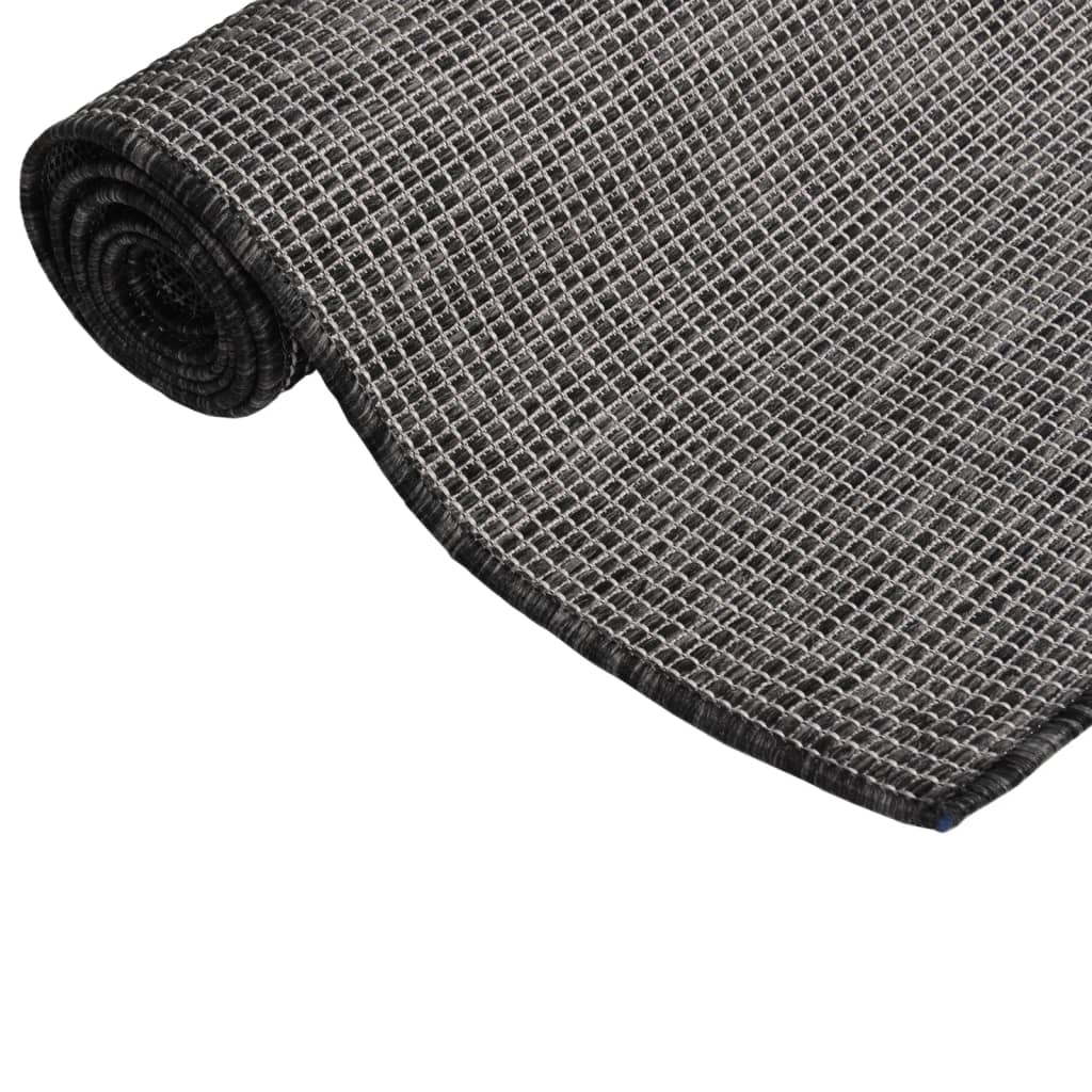 Utendørs flatvevd teppe 120x170 cm grå