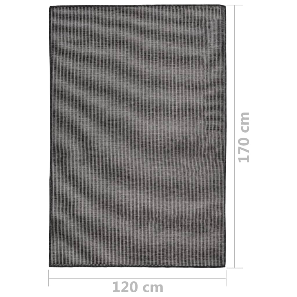 Utendørs flatvevd teppe 120x170 cm grå