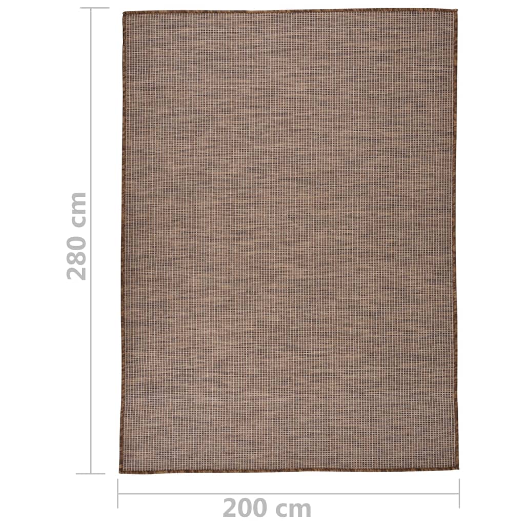 Utendørs flatvevd teppe 200x280 cm brun