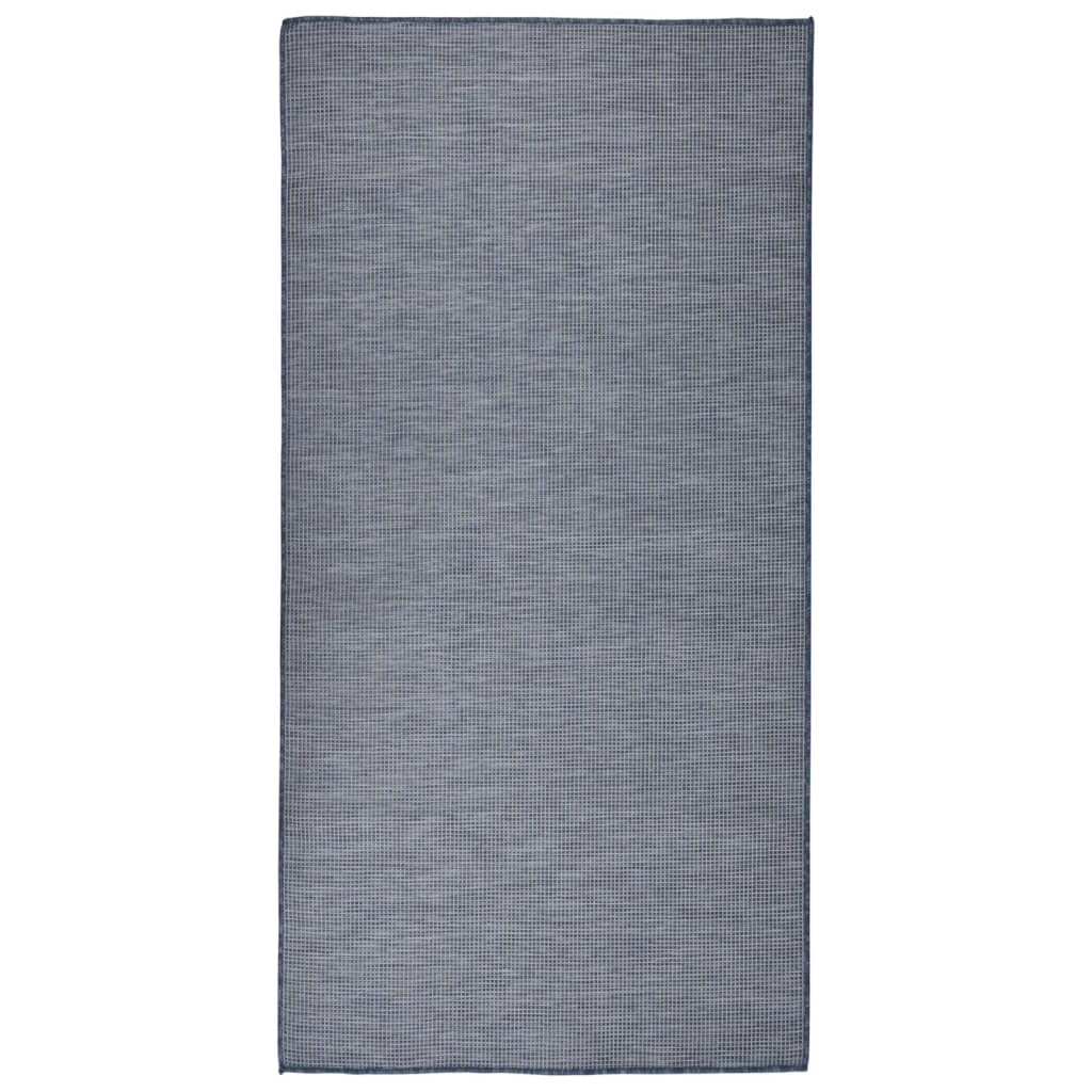 Utendørs flatvevd teppe 100x200 cm blå