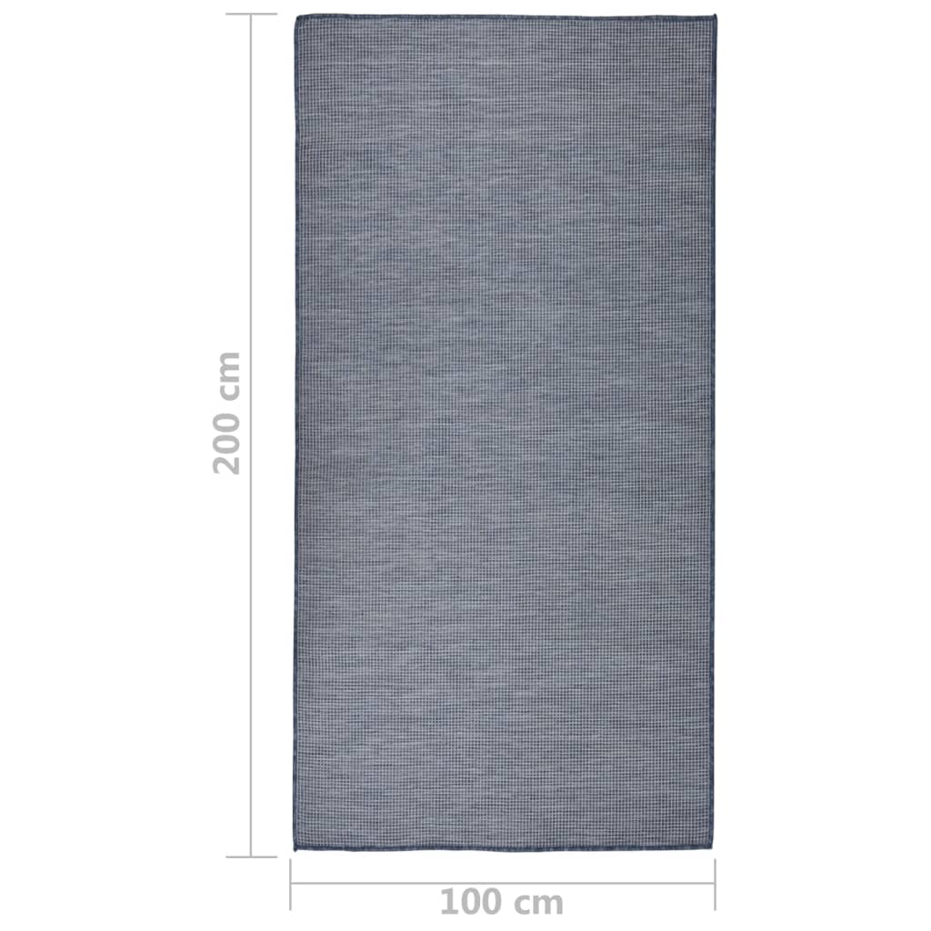 Utendørs flatvevd teppe 100x200 cm blå