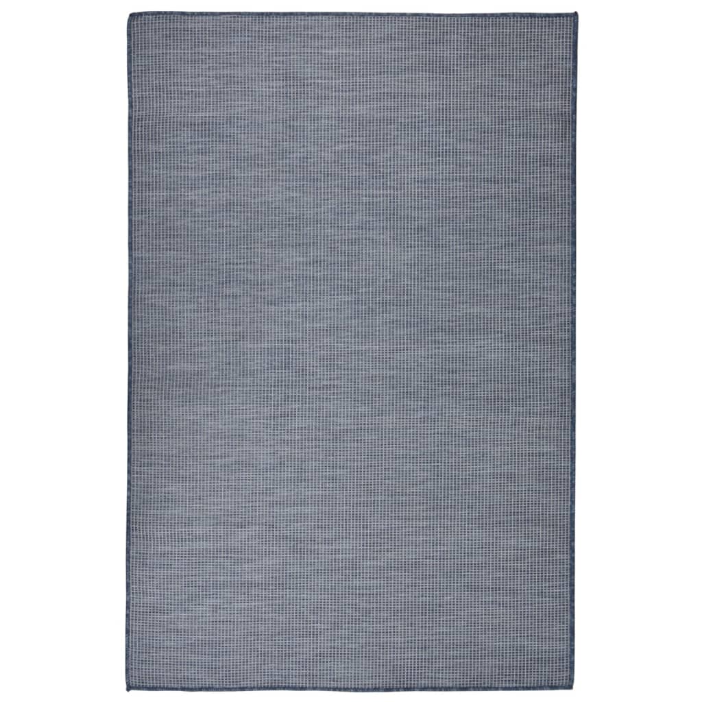 Utendørs flatvevd teppe 120x170 cm blå