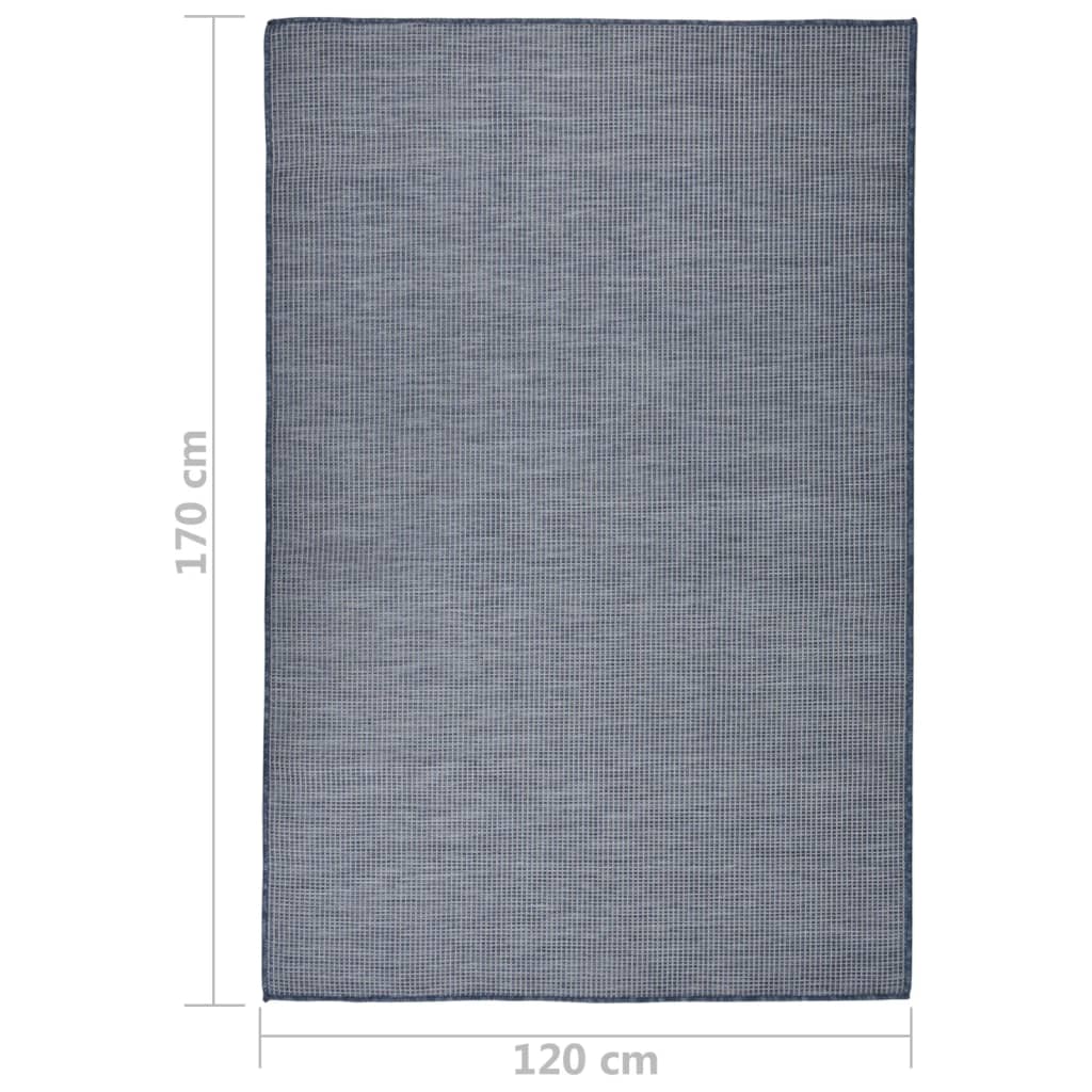 Utendørs flatvevd teppe 120x170 cm blå