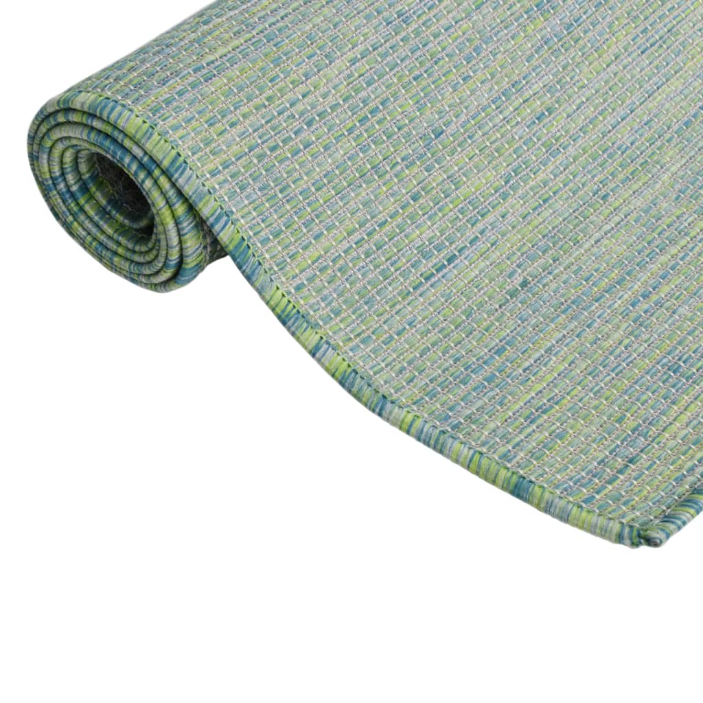 Utendørs flatvevd teppe 120x170 cm turkis