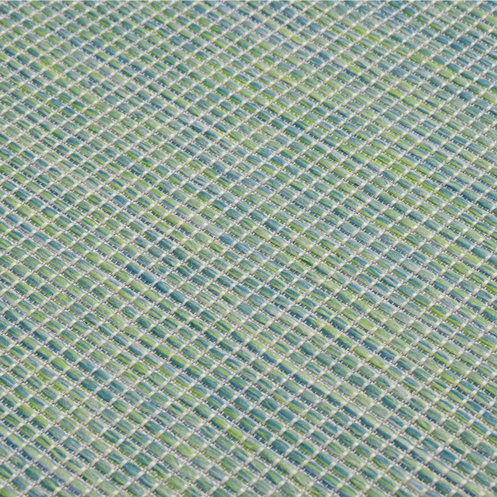 Utendørs flatvevd teppe 120x170 cm turkis
