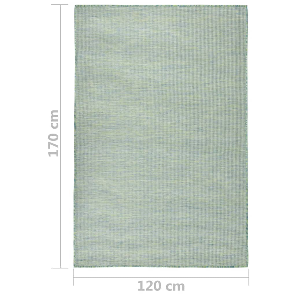 Utendørs flatvevd teppe 120x170 cm turkis