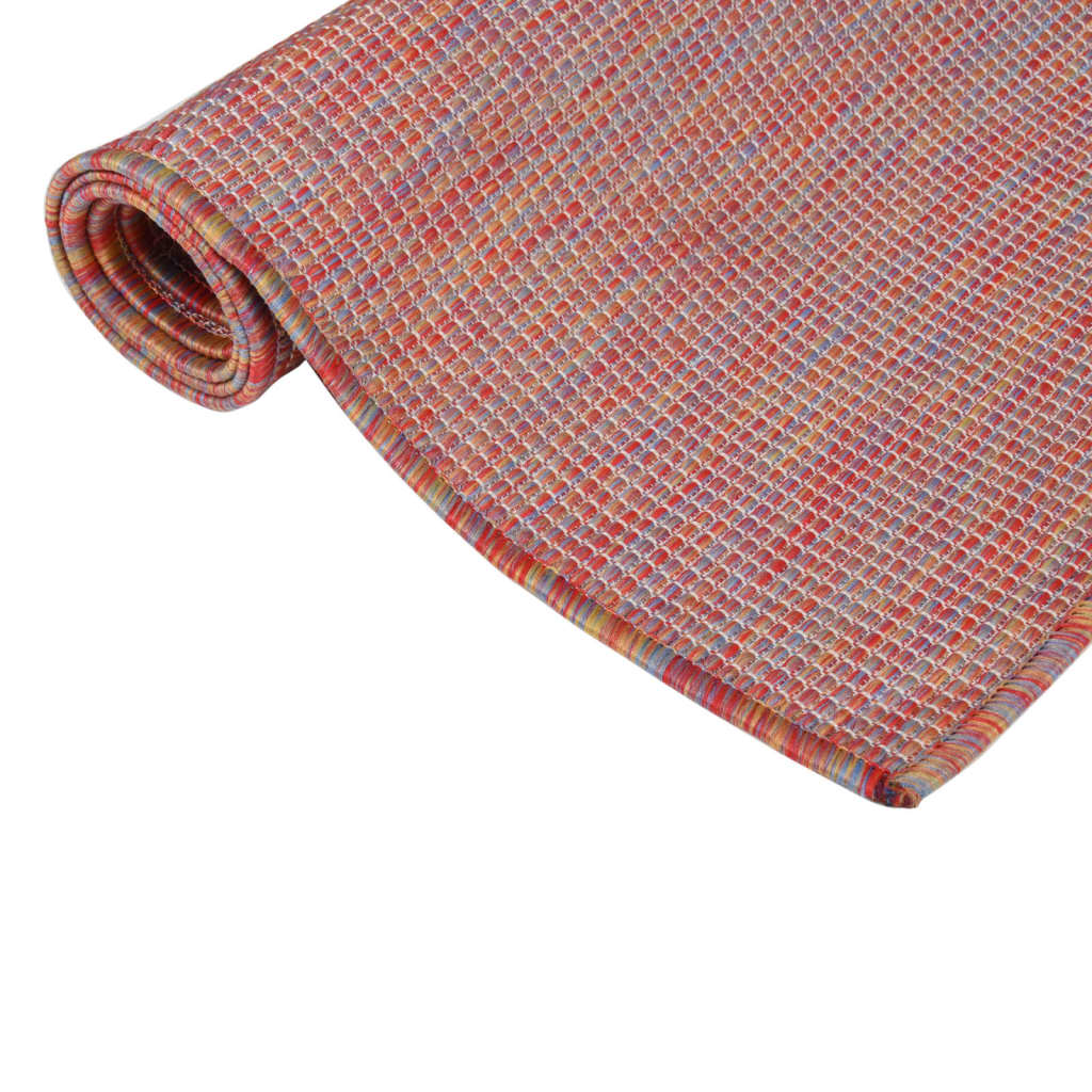 Utendørs flatvevd teppe 120x170 cm rød