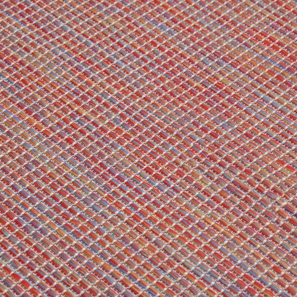 Utendørs flatvevd teppe 120x170 cm rød