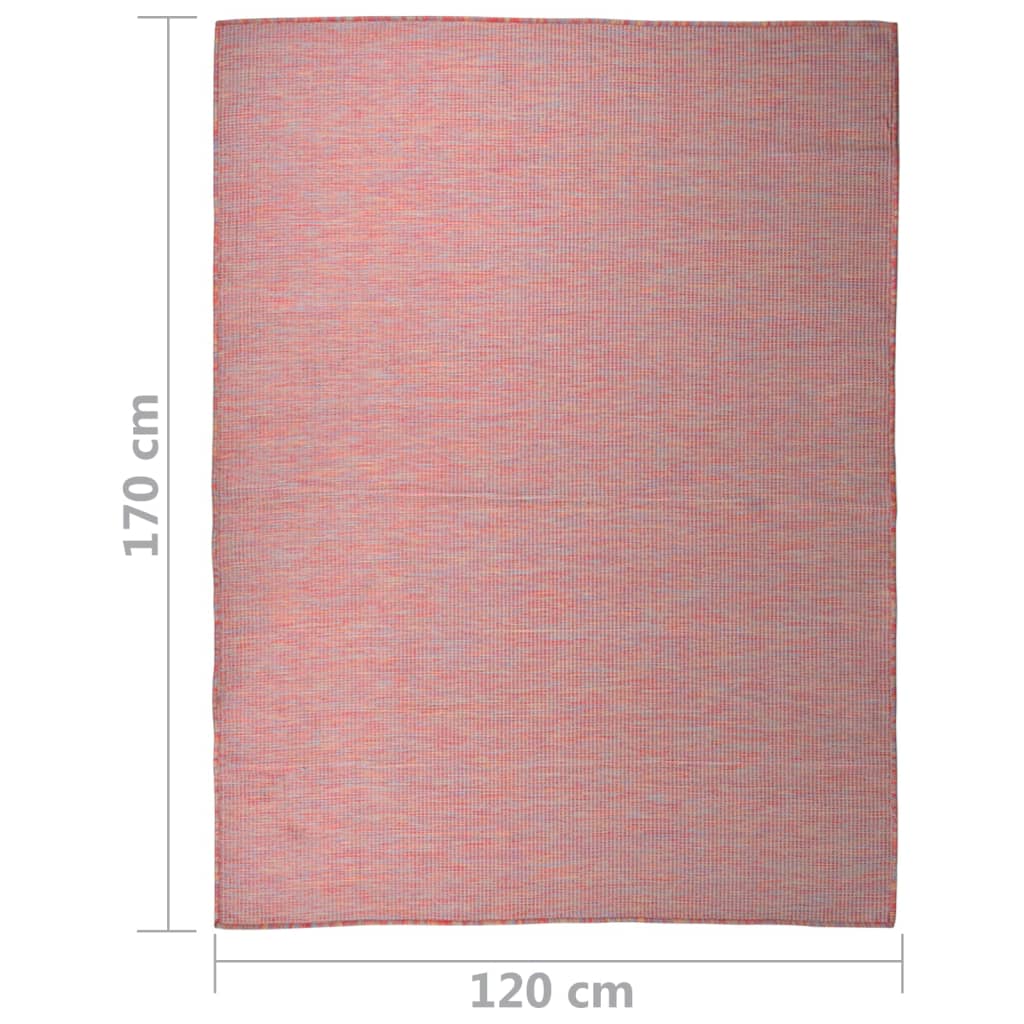 Utendørs flatvevd teppe 120x170 cm rød