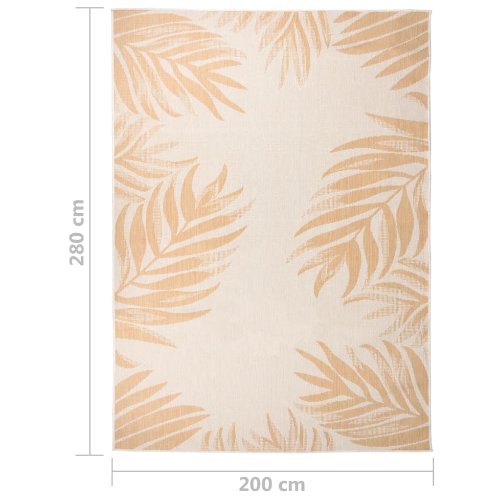 Utendørs flatvevd teppe 200x280 cm bladmønster