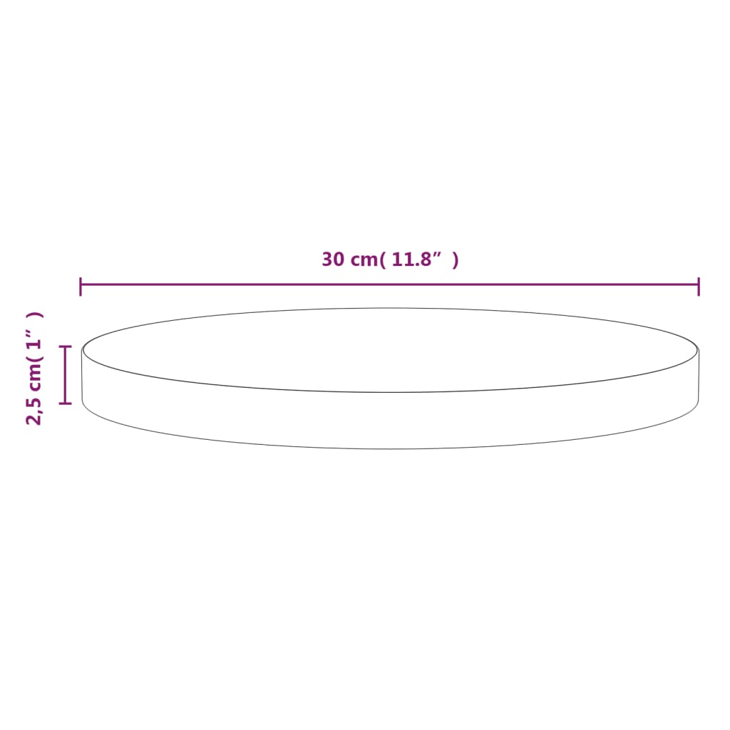 Bordplate hvit Ø30x2,5 cm heltre furu
