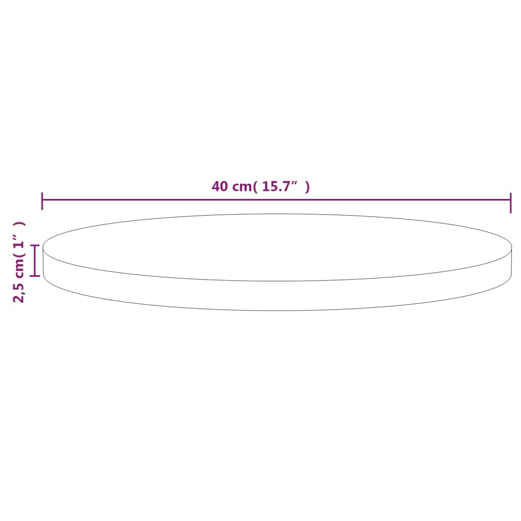 Bordplate hvit Ø40x2,5 cm heltre furu