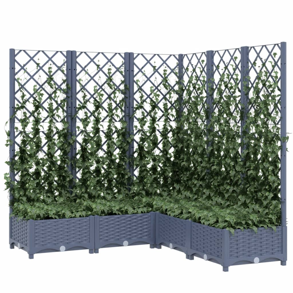 Plantekasse med espalier mørkegrå 120x120x121,5 cm PP