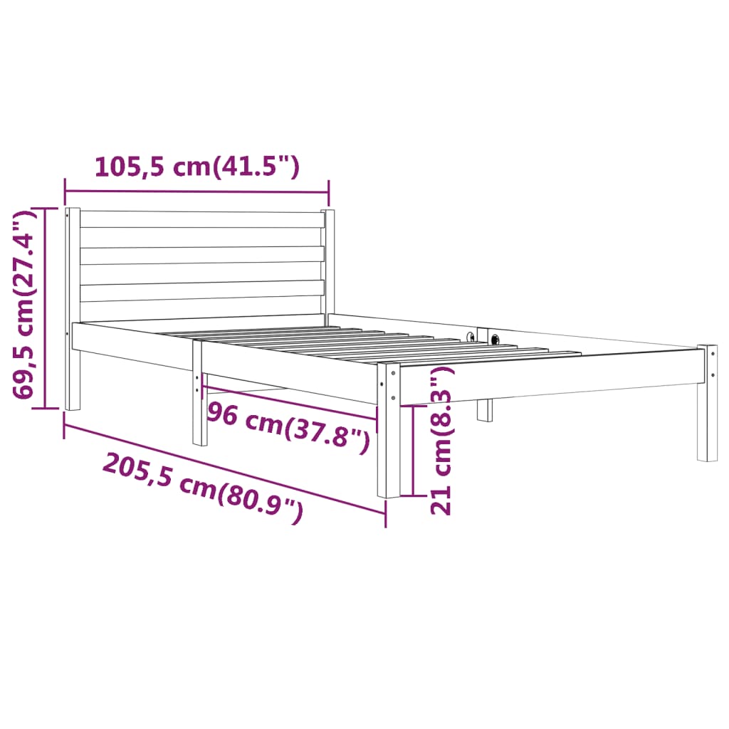 Sengeramme heltre furu 100x200 cm
