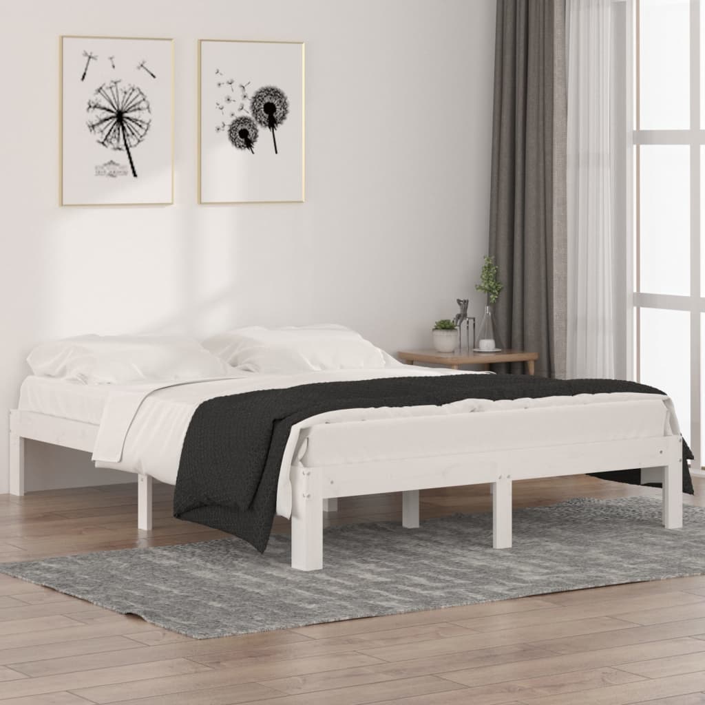 Sengeramme hvit heltre 150x200 cm 5FT King Size