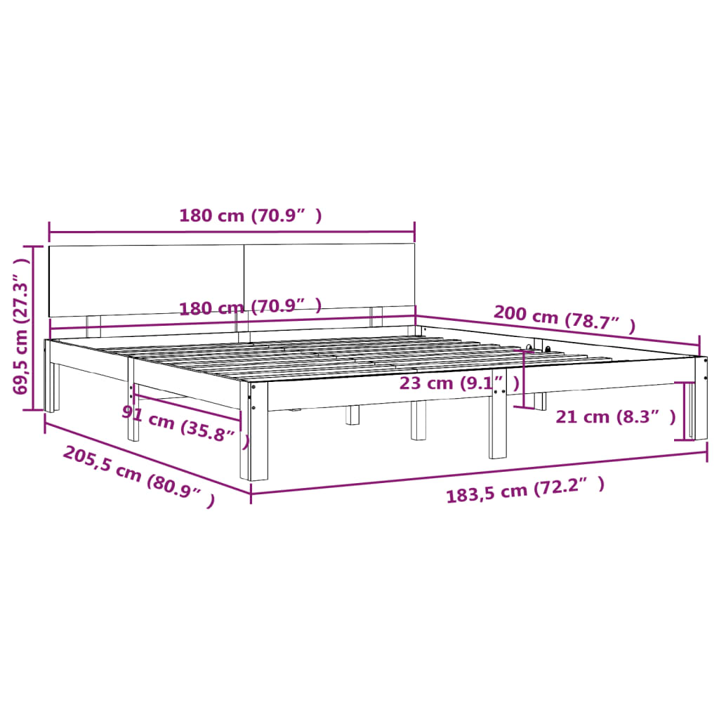 Sengeramme heltre 180x200 cm 6FT Super King
