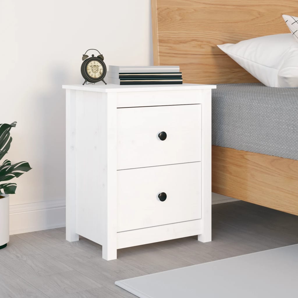 Nattbord hvit 50x35x61,5 cm heltre furu