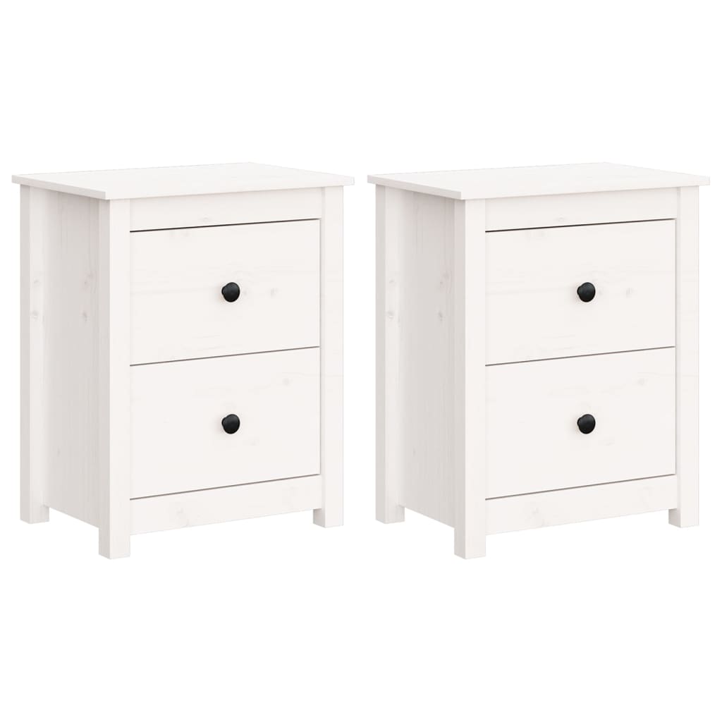 Nattbord 2 stk hvit 50x35x61,5 cm heltre furu