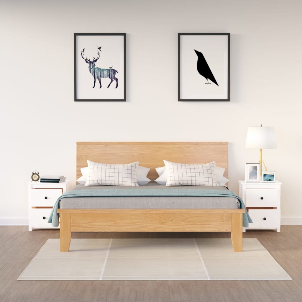 Nattbord 2 stk hvit 50x35x61,5 cm heltre furu