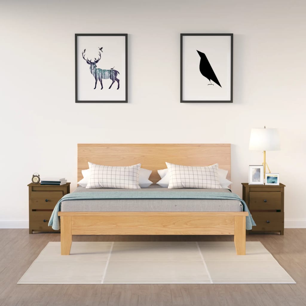 Nattbord 2 stk honningbrun 50x35x61,5 cm heltre furu