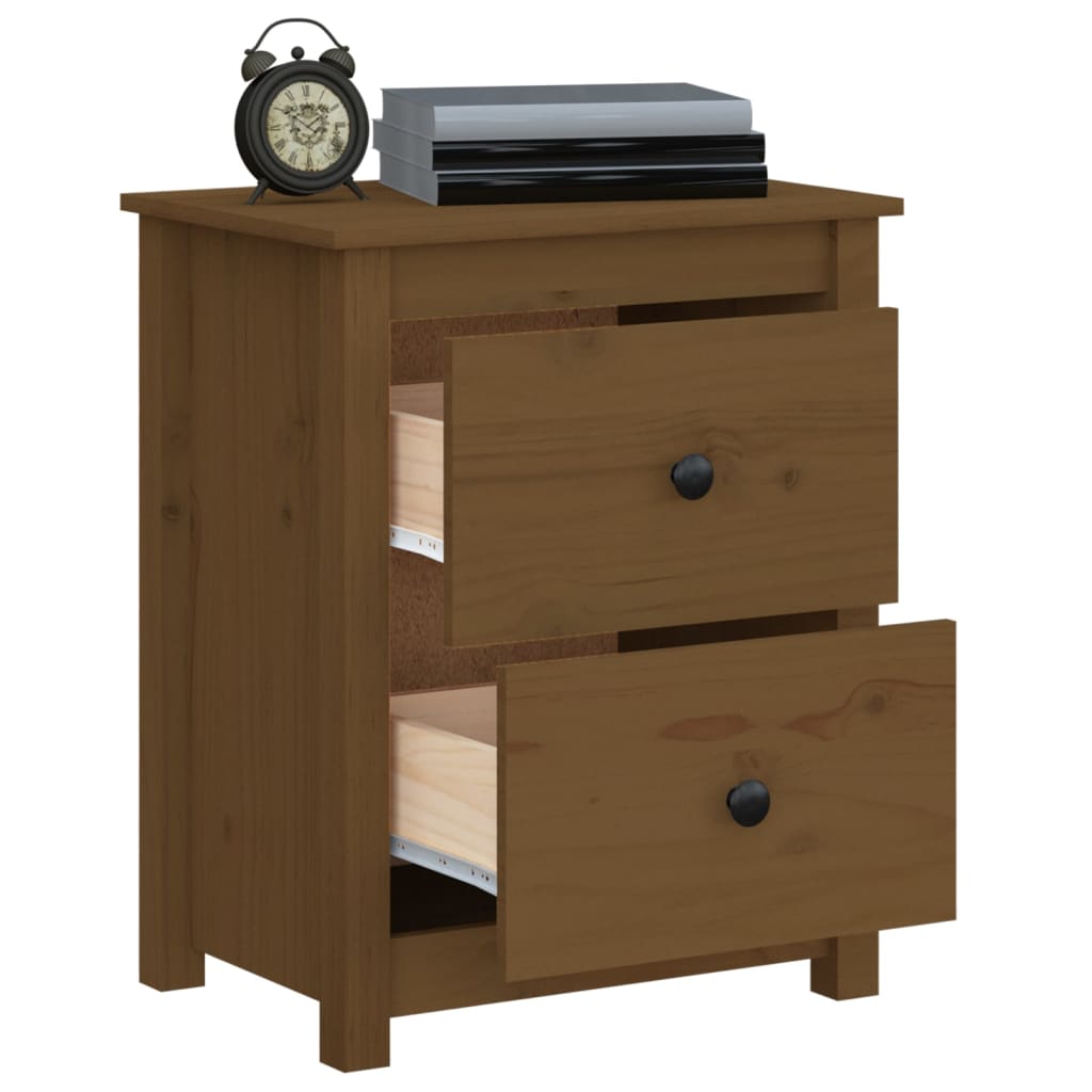 Nattbord 2 stk honningbrun 50x35x61,5 cm heltre furu