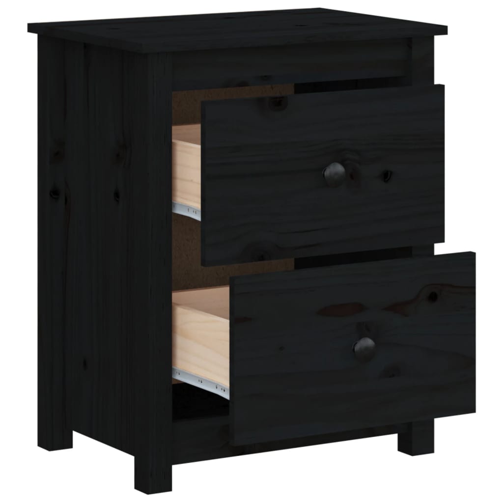 Nattbord svart 50x35x61,5 cm heltre furu