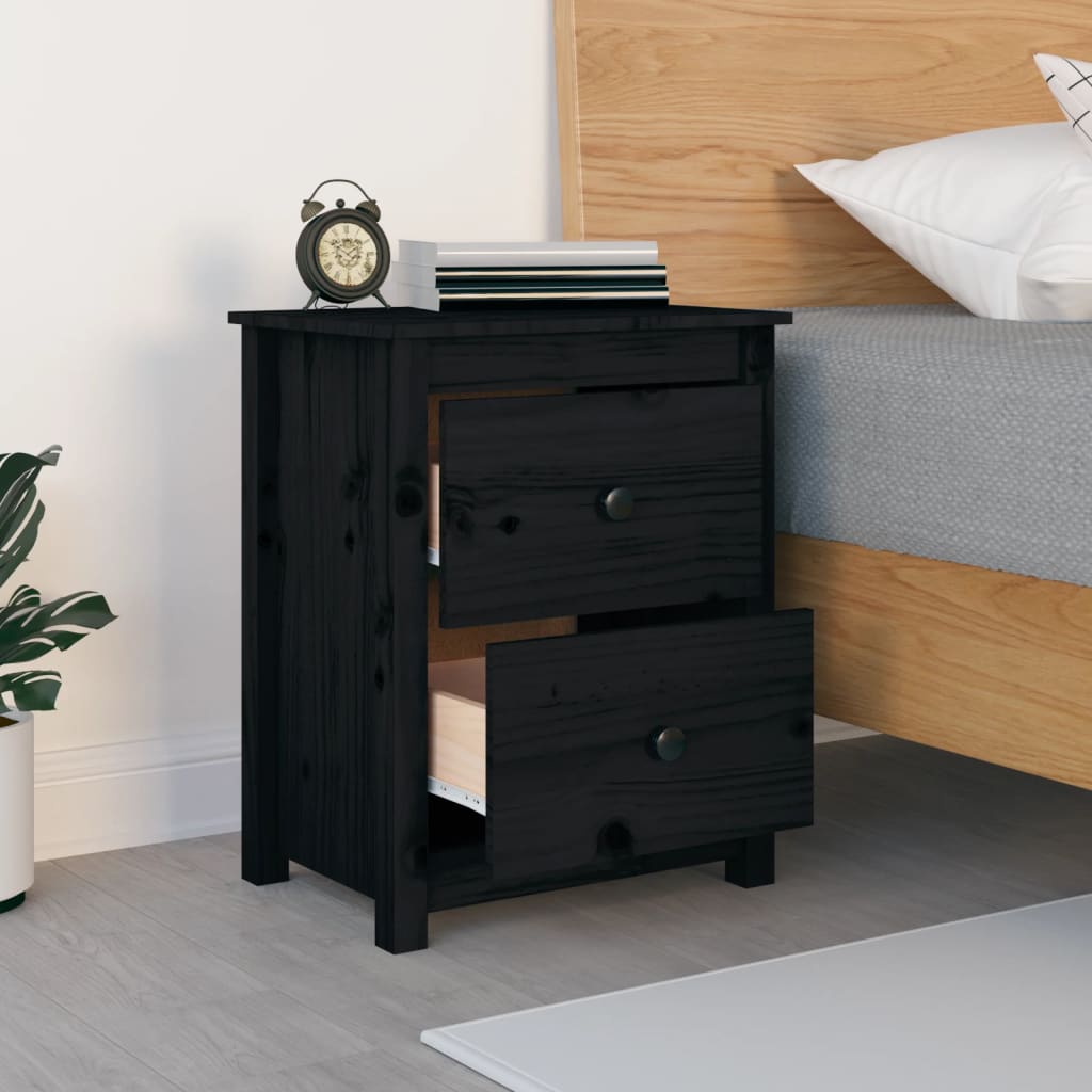 Nattbord svart 50x35x61,5 cm heltre furu
