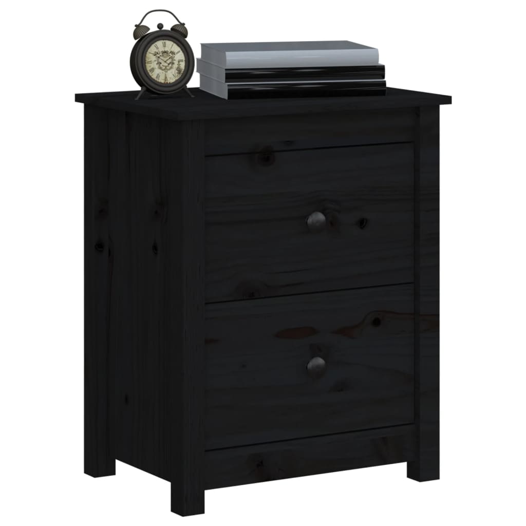 Nattbord svart 50x35x61,5 cm heltre furu