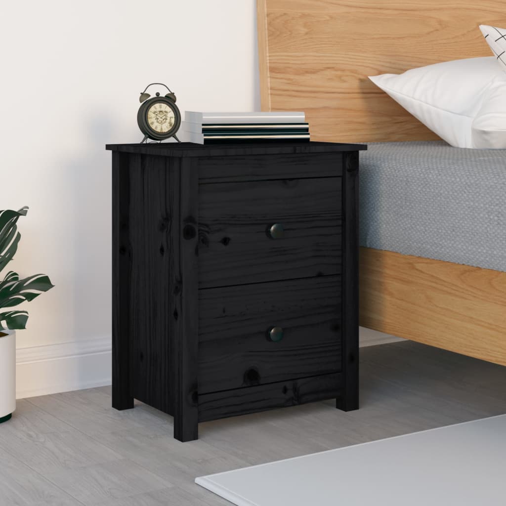 Nattbord svart 50x35x61,5 cm heltre furu